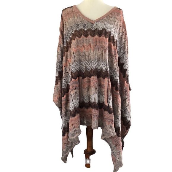 Belle Gray By Lisa Renna Crochet Pullover Poncho Sweater Size XL - Picture 1 of 8